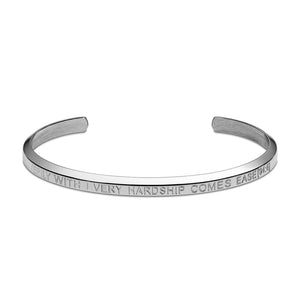 With Every Hardship Comes Ease Cuff Bracelet in Silver by Crscnt Moon