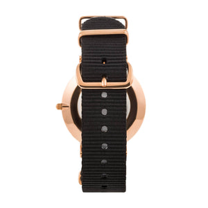 Arabic Numerals Watch with Black Nato Strap and Rose Gold Case by Crscnt Moon