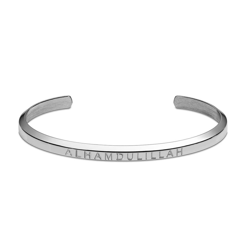 
            
                Load image into Gallery viewer, Alhamdulillah Cuff Bracelet in Silver by Crscnt Moon
            
        