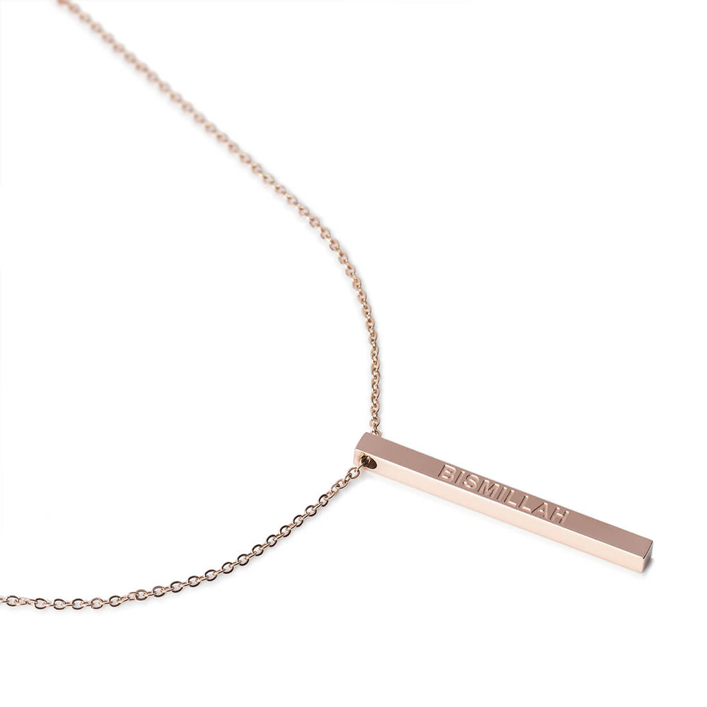 
            
                Load image into Gallery viewer, Bismillah Necklace in Rose Gold by Crscnt Moon
            
        